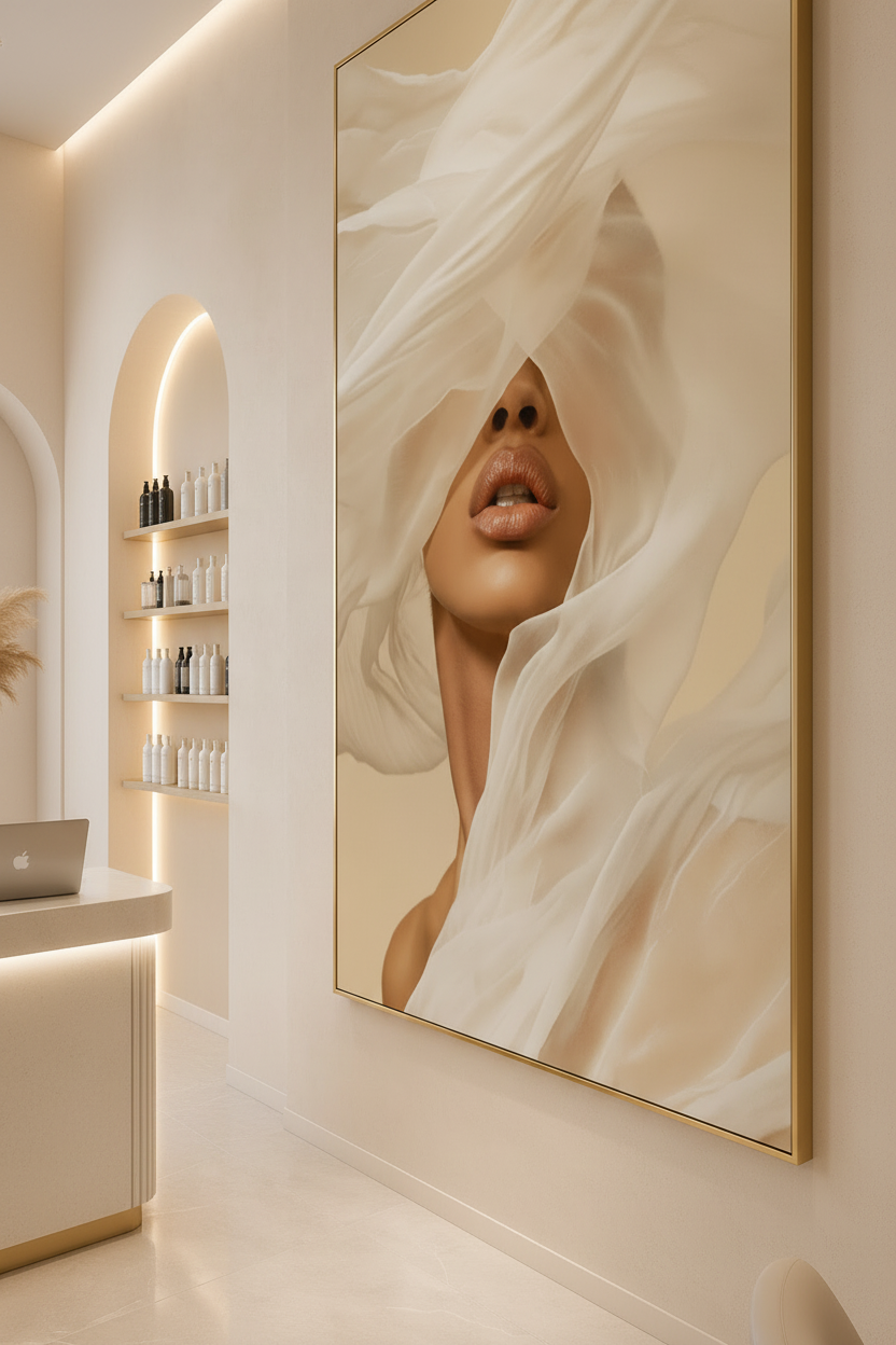 Soft Beauty — 3/4 angle view in luxury salon interior